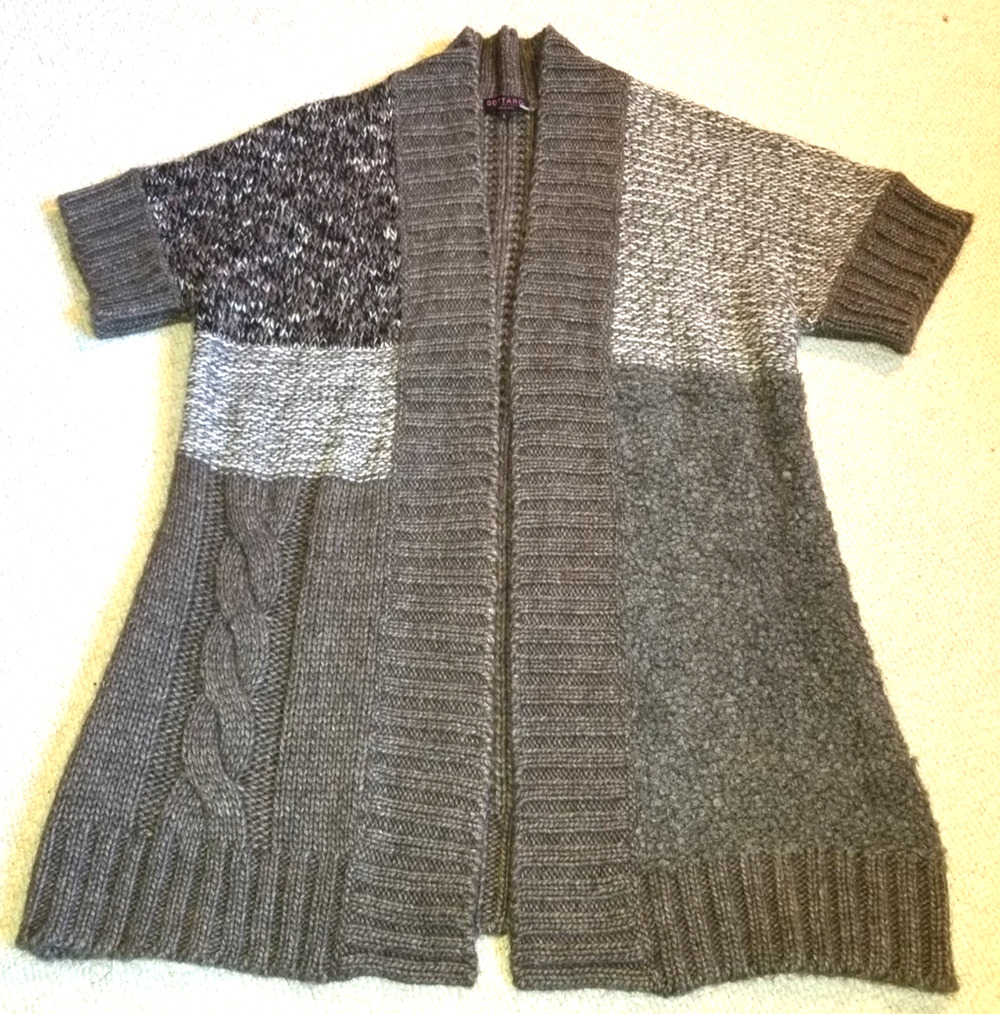 Womens Sweater-GOTTARDI-ITALY-gray wool/alpaca/mohair patchwork cardigan Boho-L